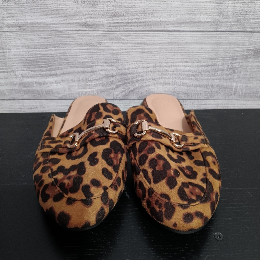 Leopard Print Mule Loafers | Gold Bit Detail | Size 9 (EU 42) Chic Slip-On Flats - Picture 3 of 9